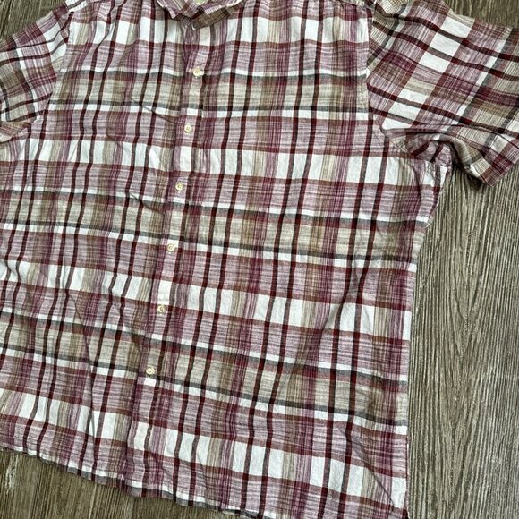 2/$18 SALE! Tasso Elba ISLAND Mens Shirt XXL Red Plaid Linen Blend Short Sleeve - Picture 3 of 11